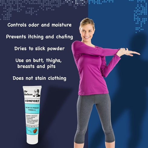 Quantuminds Dr. Balzax Comfort Anti-Chafing Cream, Odor Control, Aluminum-Free, Talc-Free, Sweat Defense. Prevents Skin