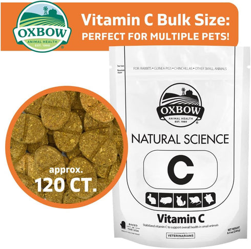 8.4 oz Oxbow Natural Science Vitamin C Supplement, Vitamin C for Guinea Pig, Made with Oxbow Timothy Hay, Pet