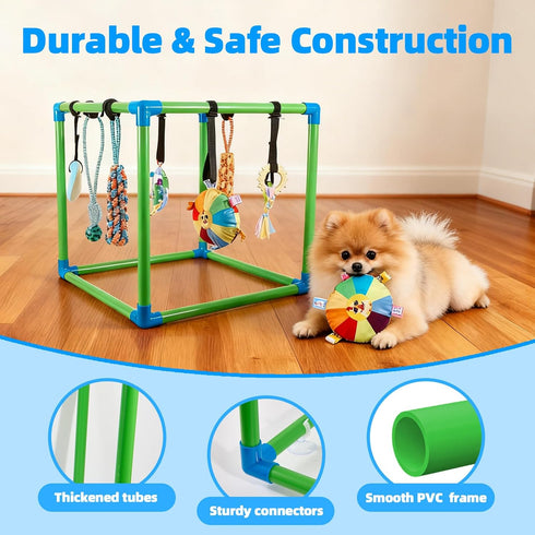 8 SpaceTime Puppy Play Gym with Hanging Toys,Interactive Dog Toys to Keep Them Busy,Puppy Chew