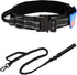KCUCOP Tactical Dog Collar with Handle, Adjustable Military Collar with Metal Buckle and Patches for Large Dogs