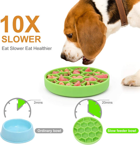 Slow Feeder Dog Bowls, Silicone Dog Bowl with Suction Cup, Interactive Puzzle Feeder for Dogs