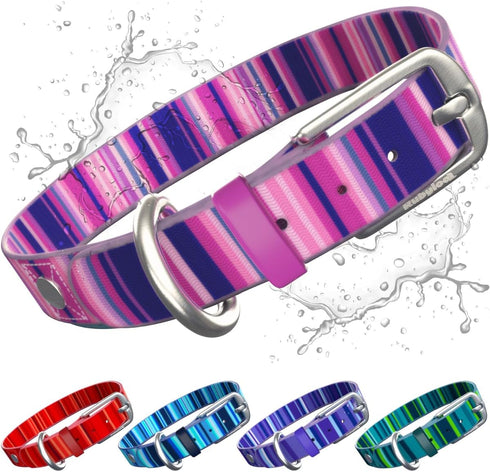 Waterproof Dog Collar, 100% Washable, Odor Proof, Easy to Clean, Quick-Dry, Soft Flexible Durable with Zinc Alloy