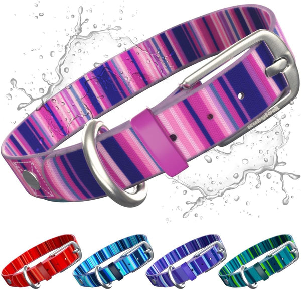 Waterproof Dog Collar, 100% Washable, Odor Proof, Easy to Clean, Quick-Dry, Soft Flexible Durable with Zinc Alloy