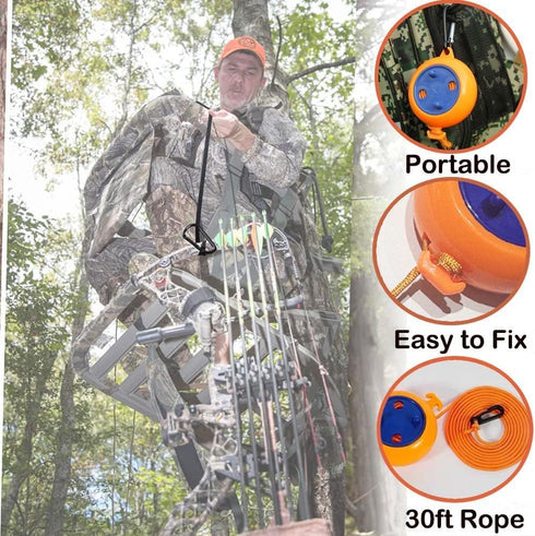 Retractable Tree Stand Hunting Hoist Rope for Bow Quick and Easy Bow Hunting Gear Accessories for Hunter Safety Forest Treestand, Used for Hunting Bow & Gun Retriever