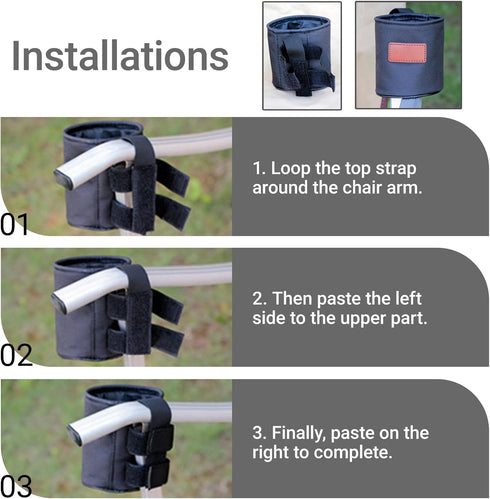 Backpacking 3.5" 4.1" Camping Chair Cup Holder - Beach Chair Drink or Water Bottle Side Holder Accessory for Helping