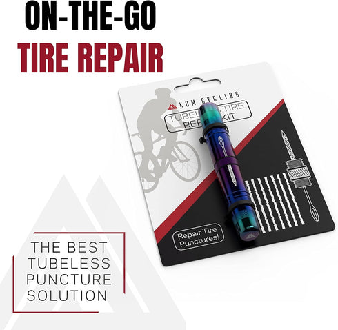 KOM Cycling Tubeless Tire Repair Kit, 8 Colors for Fixing Mountain Bike and Road Bicycle Tire Punctures