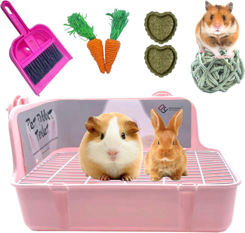 kathson Guinea Pig Litter Box,Bunny Potty Training,Plastic Square Small Animal Toilet,for Hamster