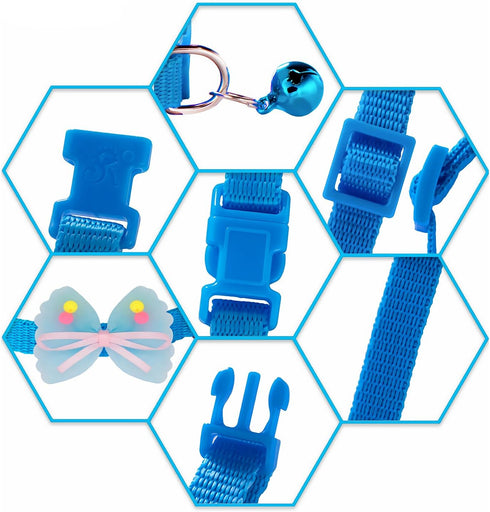 7 Pack Puppy Collars, Puppy ID Collars with Bell, Adjustable 8.3-13in, Cute Bow Soft Nylon Whelping Identification
