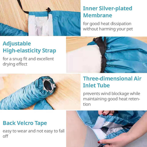 Dog Drying Bag - Hands Free Quick Drying Pet Grooming Tool for Small Medium Large Dogs & Cats, 360 Degree Shower Suit