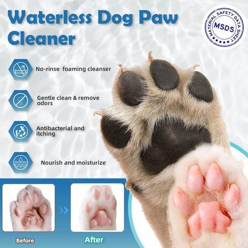 Dog Paw Cleaner, Portable Waterless Cleaning Shampoo for Dogs, Silicone Grooming Brush for Muddy Paws (Rose Scent)