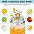 4 Pack 16 oz Glass Juice Bottles - Wide Mouth Glass Water Bottles with Lids - Borosilicate,Stainless Steel Lids