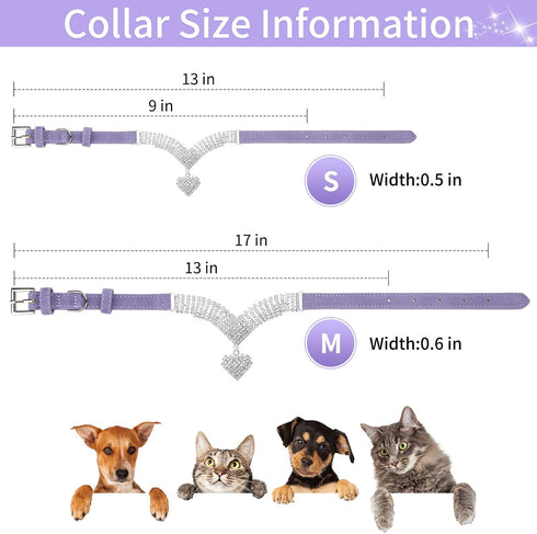 EXPAWLORER Cute Dog Necklace - Rhinestone Dog Collar, Soft Velvet Adjustable Pet Collar for Puppies Cats Small Medium
