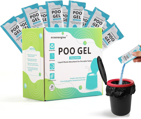 Portable Toilet Absorbent Gel - Poo Urine Powder for Camping, Outdoor, Hiking