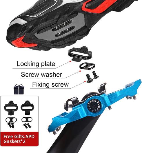 FOOKER MTB Mountain Bike Pedals, 3 Bearing Flat Platform, Compatible with Sealed Clipless Aluminum Pedals