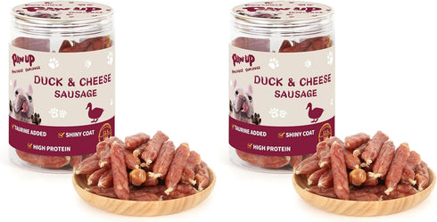 PAWUP Duck Dog Treats, Duck Sausage with Cheese, Taurine Added, Rawhide Free,