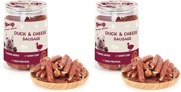PAWUP Duck Dog Treats, Duck Sausage with Cheese, Taurine Added, Rawhide Free,