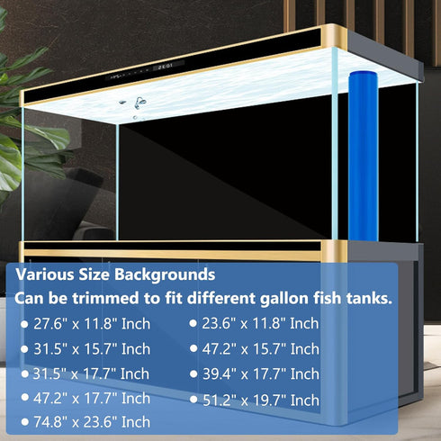 Static Cling Black Aquarium Background, Vinyl Fish Tank Backdrop Wallpaper 32 x 18 in