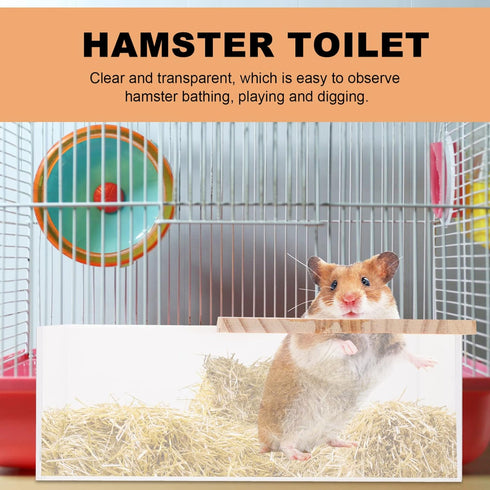 Totority Hamster Sand Bath Box, Acrylic Toilet Hamster Bathtub Small Animal Pet Sauna Toilet Sand Bath Box Shower Case