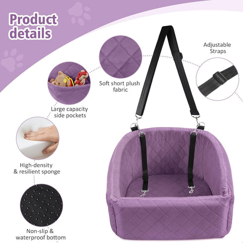 30lbs, NEEZUKAR Dog Car Seat for Small Medium Dogs,Detachable Washable Dog Booster Seat Under Pet Car Seats Travel Bed