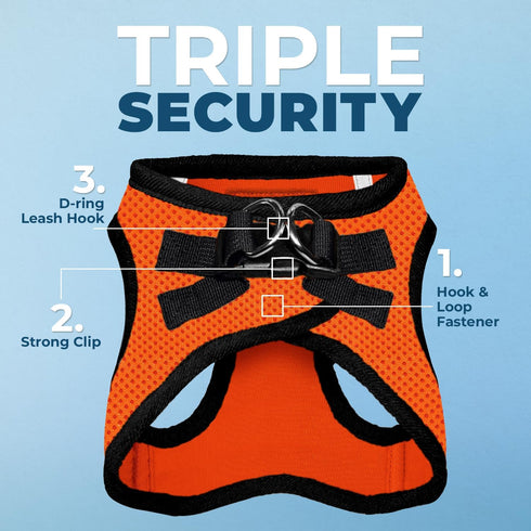 Best Pet Supplies All Weather Reflective No Pull Harness for Small Medium Dogs and Cats, Orange/Black Trim, XS