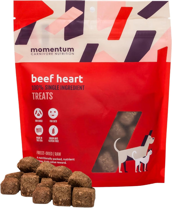Momentum Carnivore Nutrition Freeze-Dried Beef Heart Dog Treats & Cat Treats Single-Ingredient,