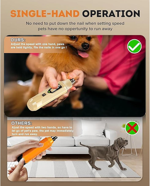 7-Speed Trimmer Dog Nail Grinder with Dust Collector, Powerful Nail for Dogs, Cats & Large Pets, Features LED Light