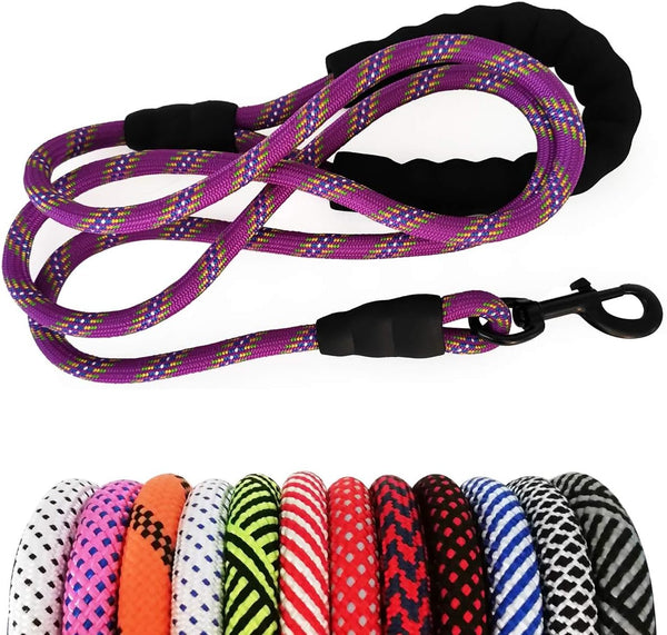 MayPaw Heavy Duty Rope Dog Leash, 3/4/5/6/7/8/10/12/15 FT Nylon Leash with Soft Padded Handle for Dogs