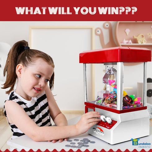 Bundaloo Claw Machine Arcade Game with Sound, Cool Fun Mini Candy Grabber Prize Dispenser Vending Toy for Kids, Boys