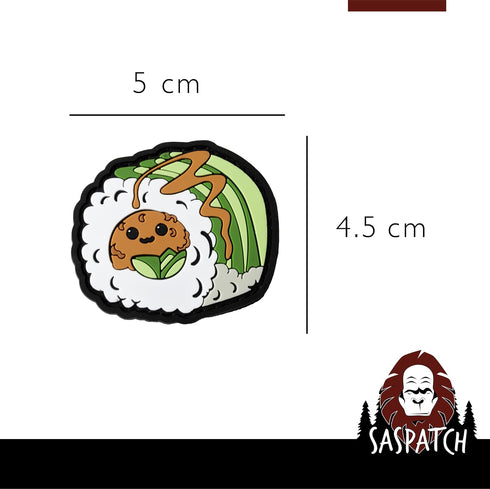 5 Piece - Salmon Nigiri, Gunkan Tobiko Roll, Maki Roll, Onigiri, Dragon Roll - Kawaii Sushi PVC Rubber Morale Patch |