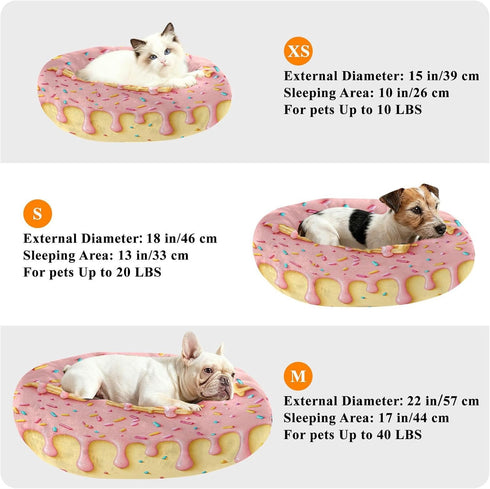 22 Inch 40 lbs Waffle Dripping Ice Cream Dog & Cat Bed, Washable Round Calming Pet Bed with Anti-Slip Bottom for Pets