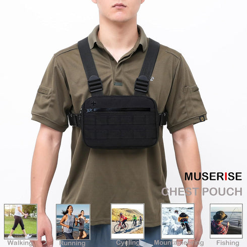 Outdoor Chest Bag for Men, Lightweight EDC Chest Pack with Built-In Phone Holder