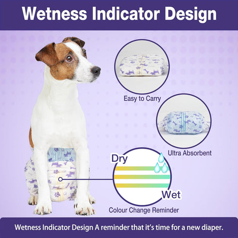 50pcs Pet Soft Female Dog Diapers - Disposable Doggie Diapers with Wetness Indicator, Puppy & Cat Diaper Super