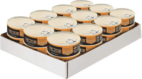 Super Premium Cat Food by Victor, Grain Free Shredded Chicken Dinner Cuts in Gravy, 24 x 5.5 oz Cans