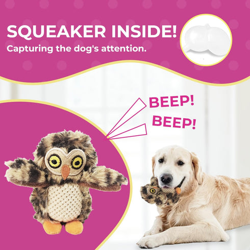 3 Pack Owl Dog Toys, Toy for Small Dogs, Dog Toys with Squeaker, Multipack Dog Toys, Plush Dog Toys, Toy for Small Dogs, Owl in Tree Dog Toy (3 Pack: Replacement Animals, Owl)