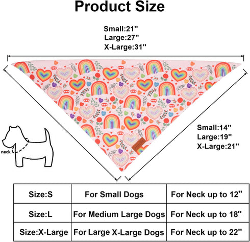 Rainbow Dog Bandanas - Reversible Triangle LGBT+ Bandanas for Medium and Large Dogs (Pride, Large)
