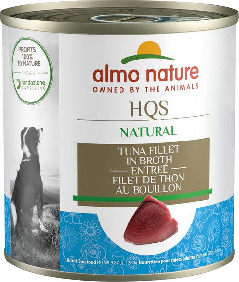 almo nature HQS Natural Tuna Fillet Entree in Broth, Gluten Free, Adult Dog Canned Wet Food, 12 x 280g/9.87 oz