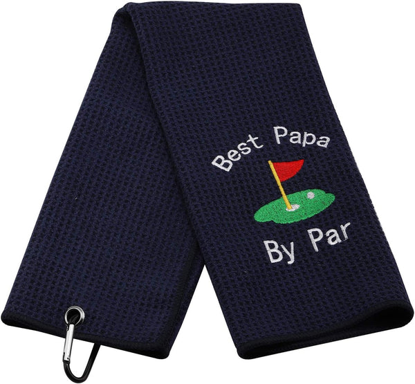 JXGZSO Dad Golf Towel, Embroidered Golf Gift with Clip - Papa Dark Blue