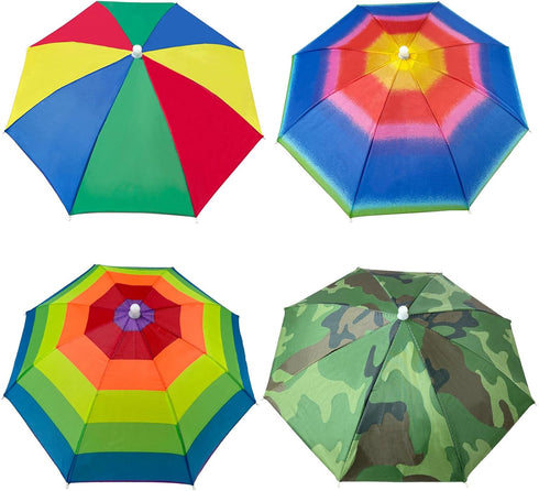 Guyuyii 4-Pack Hands-Free Umbrella Hat - All-Weather Protection for Festivals, Hiking, Beach Fun, Outdoor Activities