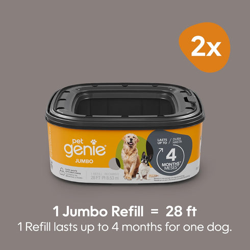 2-Pack, 56 8 2 Pet Genie Refill Bags | Jumbo Total ft | Up to Months of Supply in cartridges | Ultimate Odor Control
