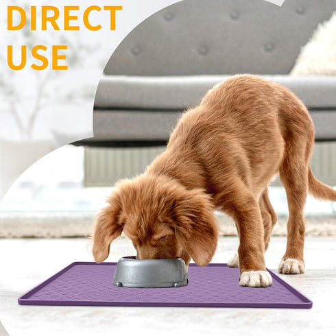 Ptlom Anti-Slip Dog Food Mat, Waterproof Dog Bowl Mats for Food and Water, Silicone Puppy Tray for Small Medium Dogs