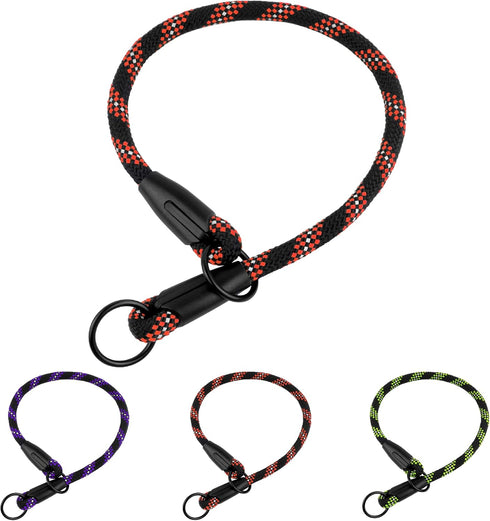 BronzeDog Rope Pro Training Dog Collar, Braided No Pull Quick Release Lead for Small Medium Large Dogs (M - 19.7" Long,