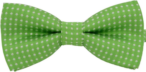 Puppy & Kitten Collar Bow Tie, Adjustable for Small Cats & Dogs, Green with White Polka Dots