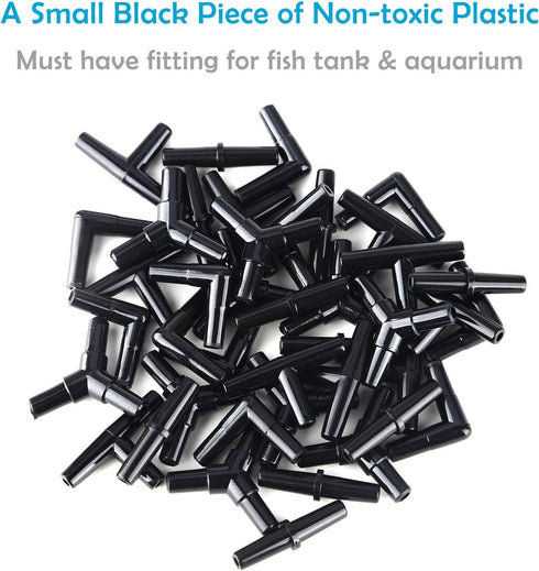 Pawfly 40 Piece Aquarium Airline Tubing Connectors, Black Plastic Inline Valve