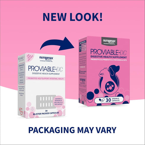 30 Nutramax Proviable Probiotics for Dogs and Cats, Daily Digestive Health Supplement with Multiple Strains