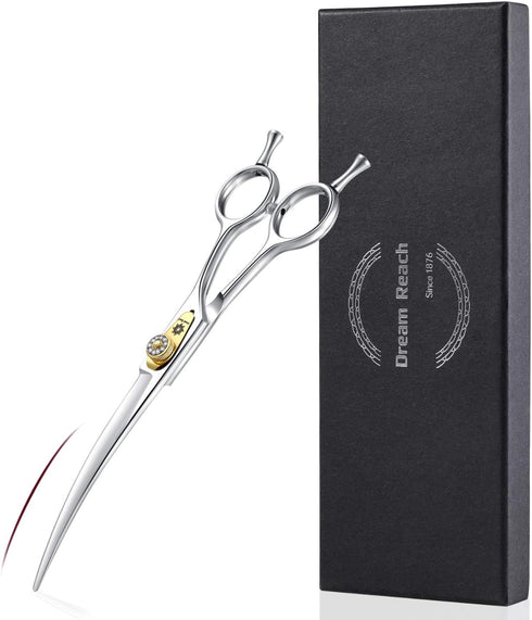 Dream Reach Professional Dog Grooming Scissors Kit, JP-440C Stainless Steel, Straight, Curved, Thinning/Blending Shears
