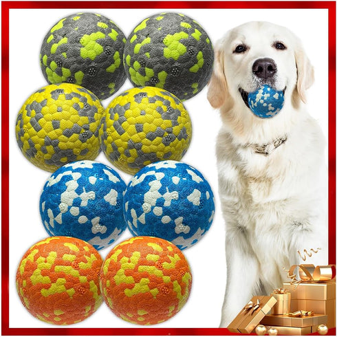 8Pcs Dog Balls - 2.5'' Tennis Ball Toys for Aggressive Chewers, Durable Teething Fetch Balls for Small Medium Dogs