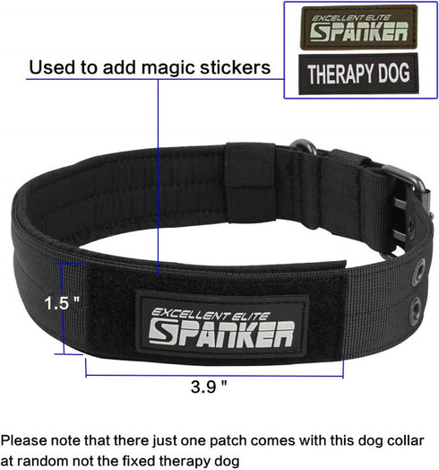 EXCELLENT ELITE SPANKER Adjustable Military Dog Collar, 1.5" Width, Metal D Ring & Buckle for Medium Large Dogs