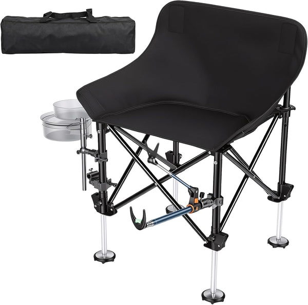 Folding Fishing Chair with Complete Accessories, 220lbs Load Capacity, Portable Fishing Chair