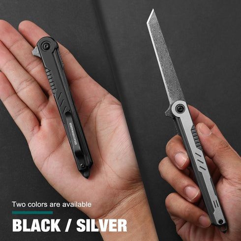 Slim Damascus Pocket Knife for Men/Women, Handmade 67 Layers VG10 Core Damascus Blade, EDC Gift & Tool