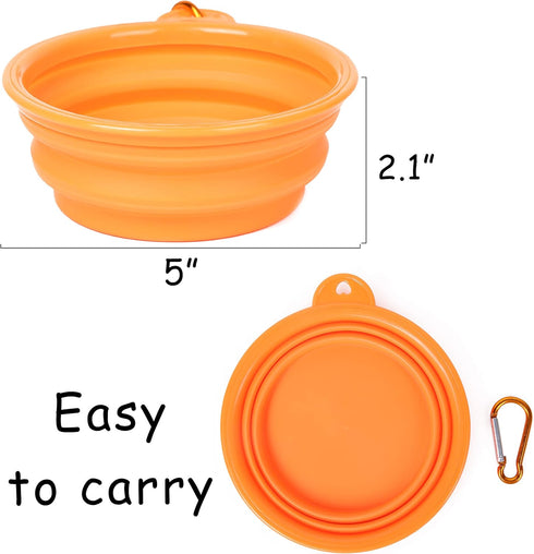 PROLOSO 9 Pcs Collapsible Dog Bowl - Foldable Silicone Cup Dish for Pet Food Water, Portable Travel Bowl with Carabiner